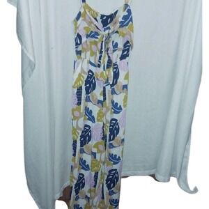 Forever 21 Women's S Leaf Print Jumpsuit Multicolor‎ Casual Summer maxi length